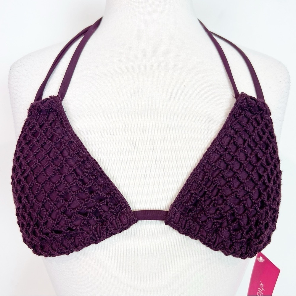 XHILARATION PURPLE CROCHET TRIANGLE BIKINI TOP WOMENS SZ SMALL (0/2)